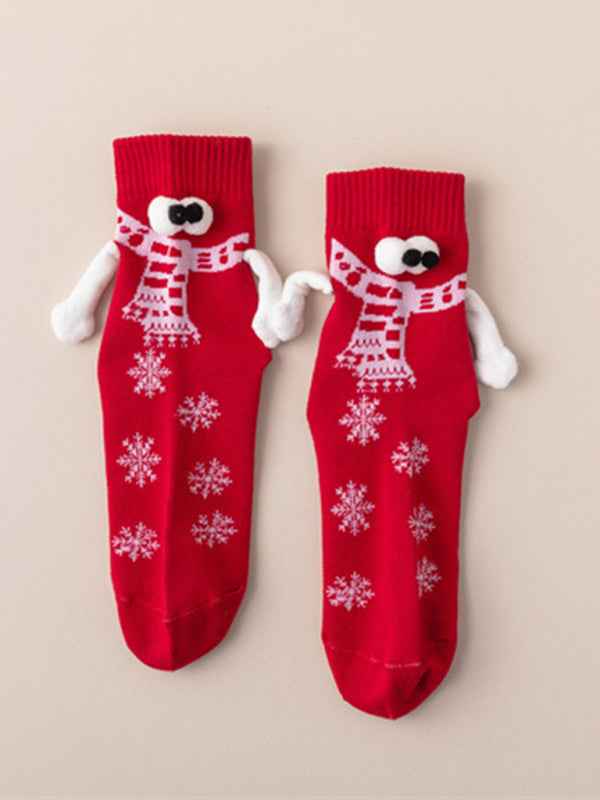 New Christmas gift knitted holding hands socks magnetic socks funny personalized couple socks
