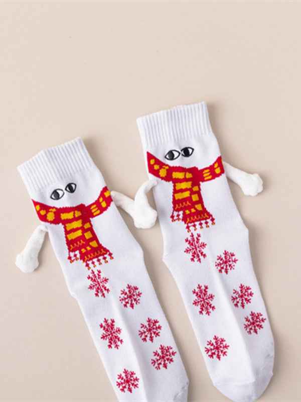 New Christmas gift knitted holding hands socks magnetic socks funny personalized couple socks