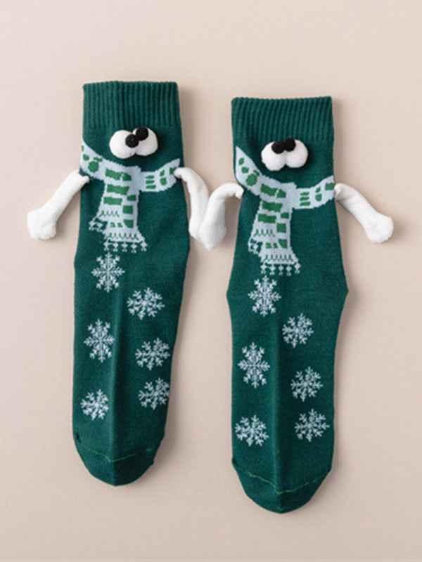 New Christmas gift knitted holding hands socks magnetic socks funny personalized couple socks - Shello's Creative Boutique