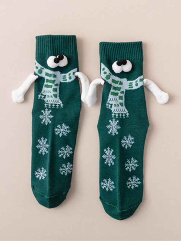 New Christmas gift knitted holding hands socks magnetic socks funny personalized couple socks
