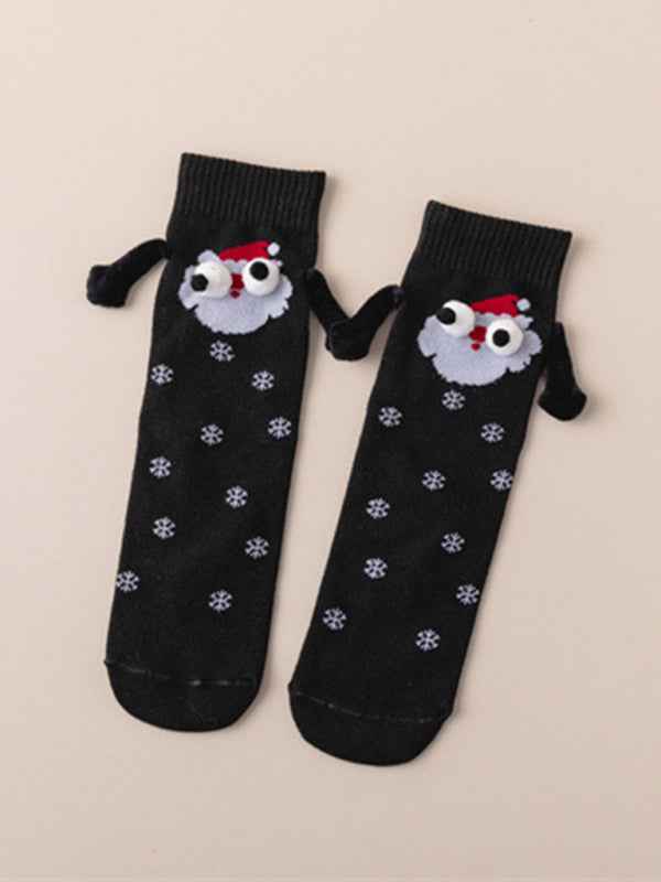 New Christmas gift knitted holding hands socks magnetic socks funny personalized couple socks