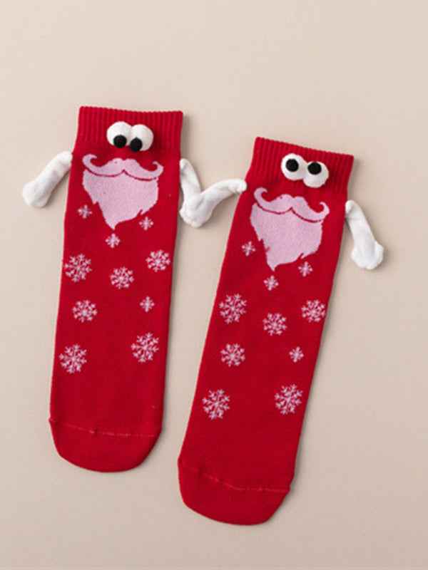 New Christmas gift knitted holding hands socks magnetic socks funny personalized couple socks