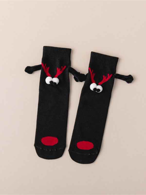 New Christmas gift knitted holding hands socks magnetic socks funny personalized couple socks