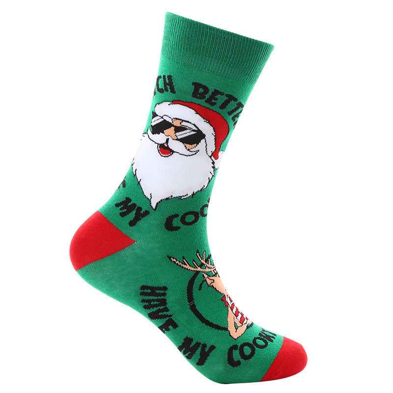 New Christmas mid-calf socks Santa Claus pure cotton socks