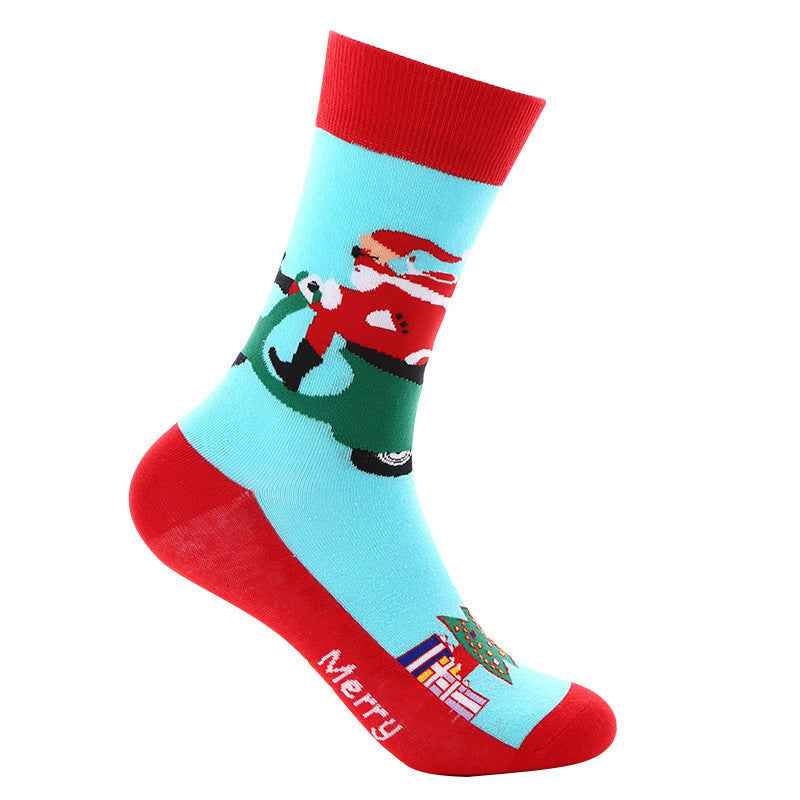 New Christmas mid-calf socks Santa Claus pure cotton socks