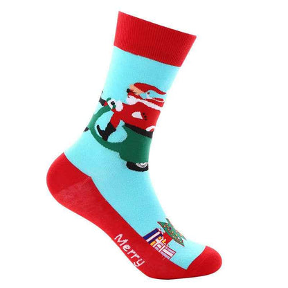 Christmas Santa Mid-Calf Socks - Premium Pure Cotton Holiday Socks - Shello's Creative Boutique