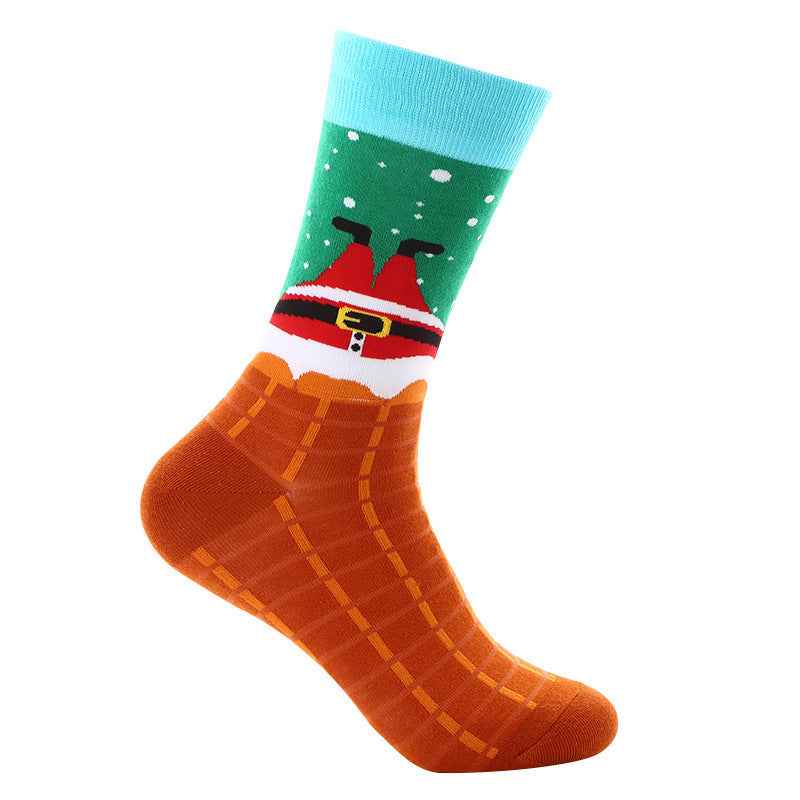 New Christmas mid-calf socks Santa Claus pure cotton socks