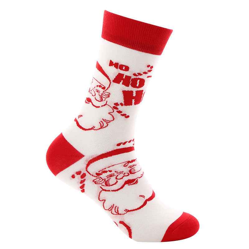 New Christmas mid-calf socks Santa Claus pure cotton socks