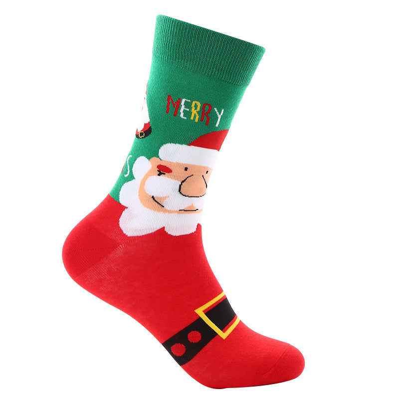 New Christmas mid-calf socks Santa Claus pure cotton socks