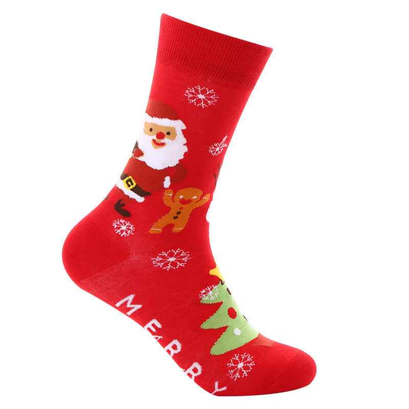 New Christmas mid-calf socks Santa Claus pure cotton socks