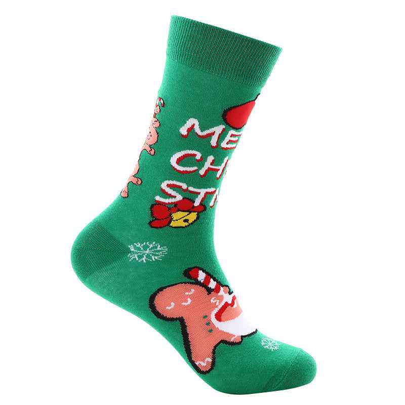 New Christmas mid-calf socks Santa Claus pure cotton socks