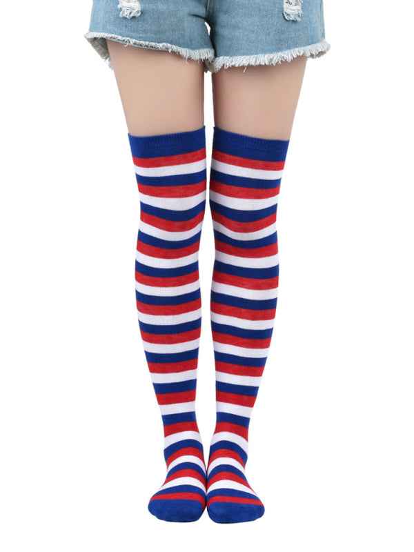 New daily casual over-the-knee socks for women long Christmas and Halloween striped stockings