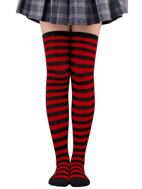 New daily casual over-the-knee socks for women long Christmas and Halloween striped stockings