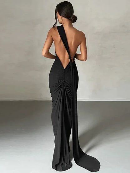 Feminine Backless Pleated Slim Fit Sleeveless Dress | Graceful & Chic Summer Fashion - Shello's Creative Boutique