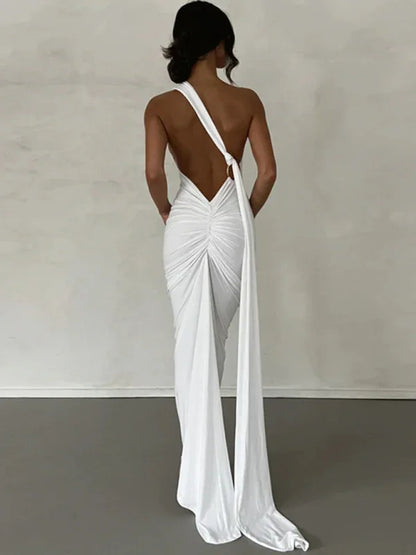 Feminine Backless Pleated Slim Fit Sleeveless Dress | Graceful & Chic Summer Fashion - Shello's Creative Boutique