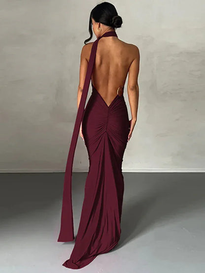 Feminine Backless Pleated Slim Fit Sleeveless Dress | Graceful & Chic Summer Fashion - Shello's Creative Boutique