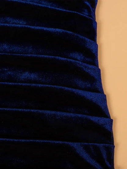Gold Velvet Bodycon Dress with V-Neck Wrap Design - Shello's Creative Boutique