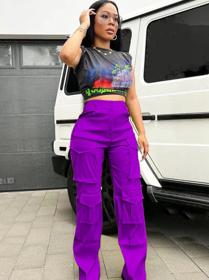 Women's Casual Multi-Pocket Cargo Trousers – Functional Style Meets Everyday Comfort - Shello's Creative Boutique