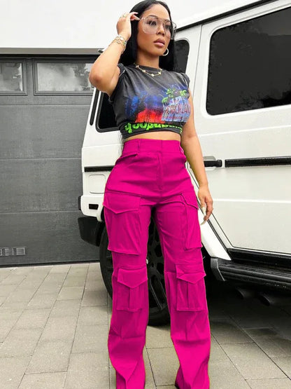 Women's Casual Multi-Pocket Cargo Trousers – Functional Style Meets Everyday Comfort - Shello's Creative Boutique