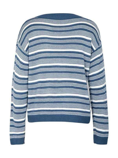 Casual Striped Sweater - Elevate Your Style with Comfort and Versatility - Shello's Creative Boutique