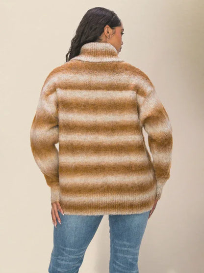 Women's Striped Lapel Sweater - Casual Loose Style for Spring and Summer - Shello's Creative Boutique