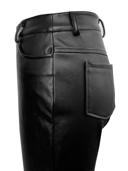 High waist slimming tight women's PU pants Shello Creative Boutique