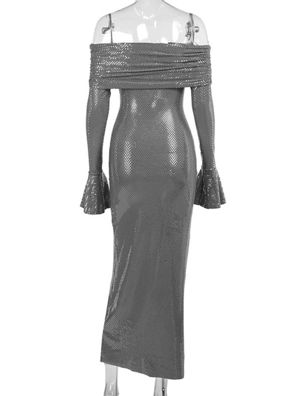Women's new sexy slim fit boat neck dress Shello's Creative Boutique