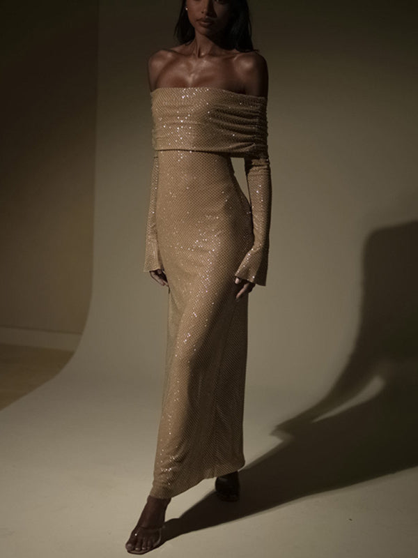 Women's new sexy slim fit boat neck dress Shello's Creative Boutique