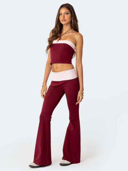 Women’s Slim Fit Anti-Waist Low-Waist Flared Pants – Bold, Comfortable & Always in Style - Shello's Creative Boutique