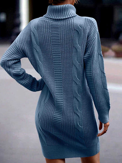 Women's Mid-Length Turtleneck Long Sleeve Sweater Dress Shello's Creative Boutique