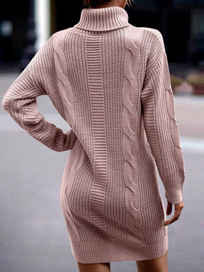 Women's Mid-Length Turtleneck Long Sleeve Sweater Dress Shello's Creative Boutique