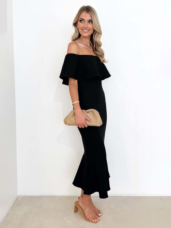 Women's one-shoulder slim and elegant fishtail dress Shello Creative Boutique
