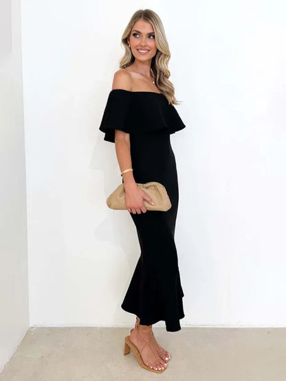 Women's One-Shoulder Fishtail Dress - Slim and Elegant Design - Shello's Creative Boutique
