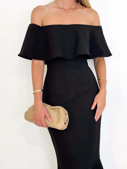 Women's One-Shoulder Fishtail Dress - Slim and Elegant Design - Shello's Creative Boutique