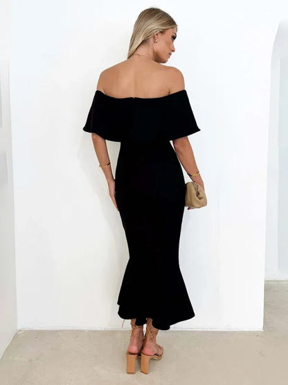 Women's One-Shoulder Fishtail Dress - Slim and Elegant Design - Shello's Creative Boutique