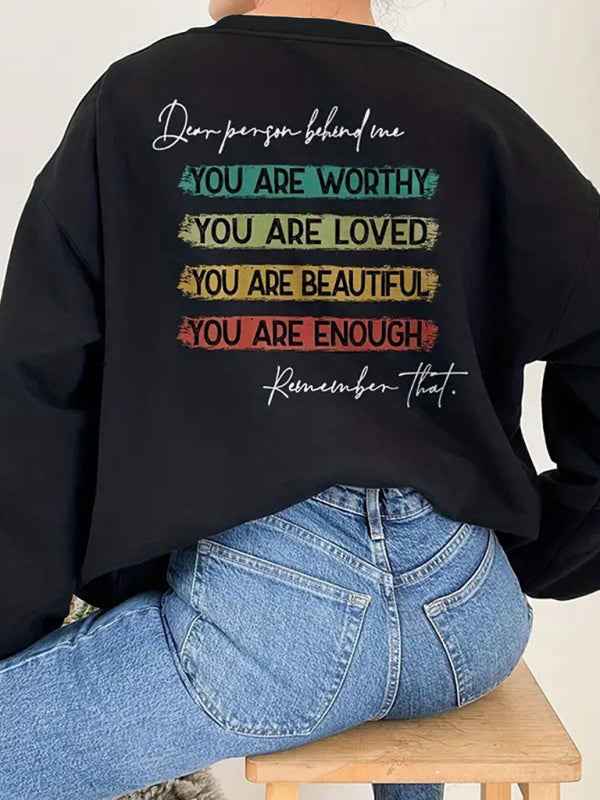 Women's Inspirational Quote Print Casual Sweatshirt – Style Meets Motivation!