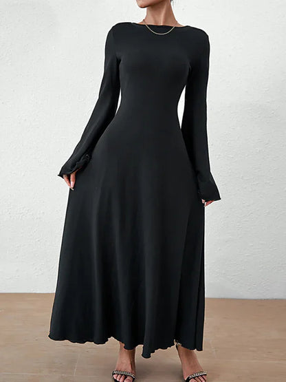 Women's Backless Lace-Up Bell Sleeve Dress – Effortless Elegance for Every Season - Shello's Creative Boutique
