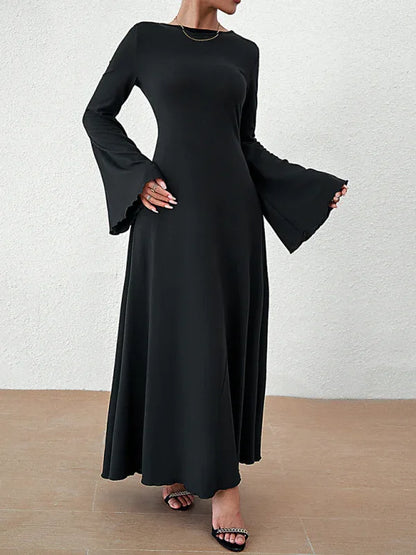Women's Backless Lace-Up Bell Sleeve Dress – Effortless Elegance for Every Season - Shello's Creative Boutique