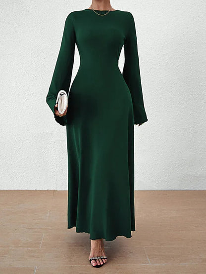 Women's Backless Lace-Up Bell Sleeve Dress – Effortless Elegance for Every Season - Shello's Creative Boutique