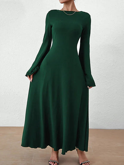 Women's Backless Lace-Up Bell Sleeve Dress – Effortless Elegance for Every Season - Shello's Creative Boutique