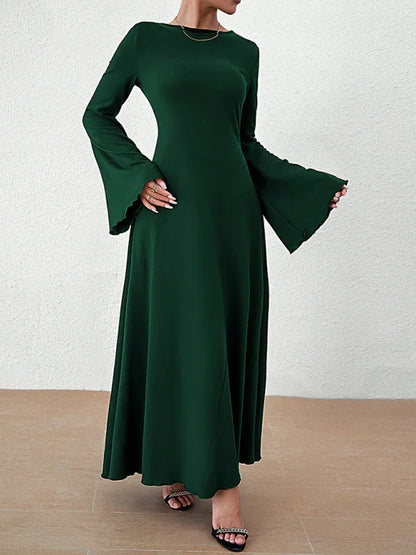 Women's Backless Lace-Up Bell Sleeve Dress – Effortless Elegance for Every Season - Shello's Creative Boutique