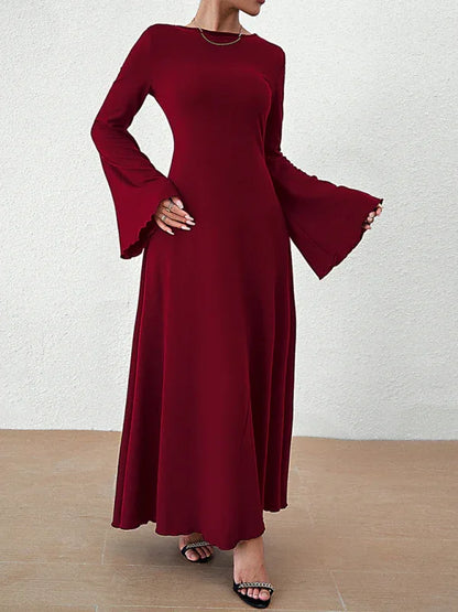 Women's Backless Lace-Up Bell Sleeve Dress – Effortless Elegance for Every Season - Shello's Creative Boutique