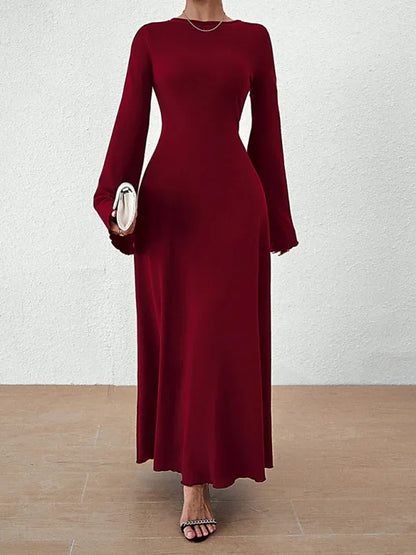 Women's Backless Lace-Up Bell Sleeve Dress – Effortless Elegance for Every Season - Shello's Creative Boutique