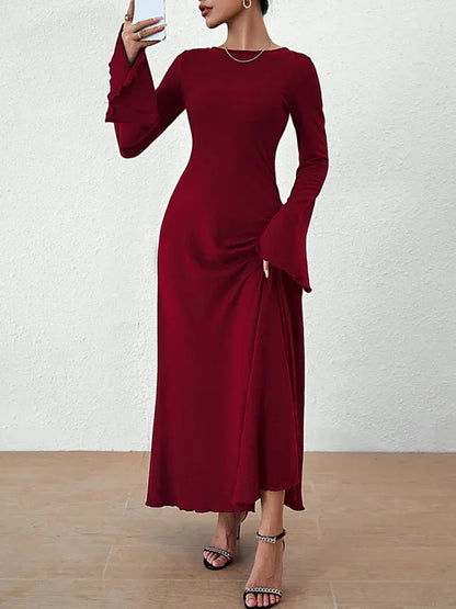 Women's Backless Lace-Up Bell Sleeve Dress – Effortless Elegance for Every Season - Shello's Creative Boutique