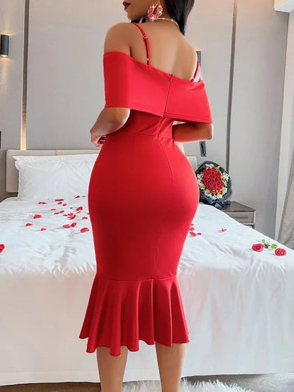 Women's Sexy Waist-Hugging Hip Suspender Dress - Shello's Creative Boutique