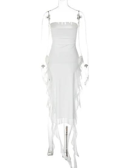 Women's Sexy Style Breast-Wrapped Splicing Lace Exposed Leg-Slit Dress - Shello's Creative Boutique