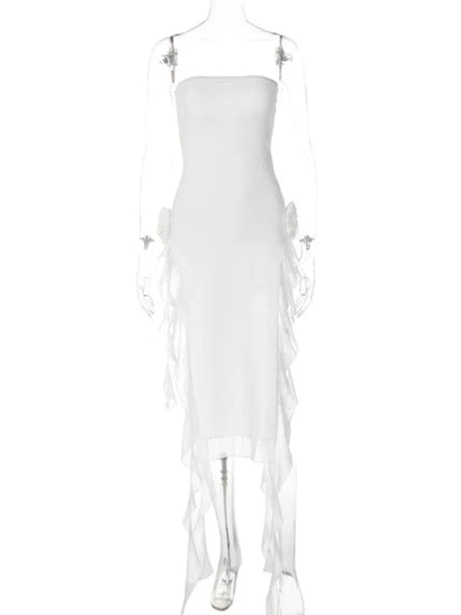Women's Sexy Style Breast-Wrapped Splicing Lace Exposed Leg-Slit Dress - Shello's Creative Boutique