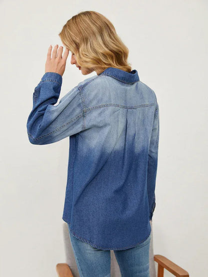 Comfortable Casual Gradient Denim Shirt Jacket - Shello's Creative Boutique