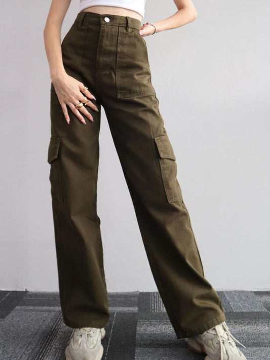Versatile casual pants, mid-rise three-dimensional pocket trousers, waist-cinching overalls Shello's Creative Boutique