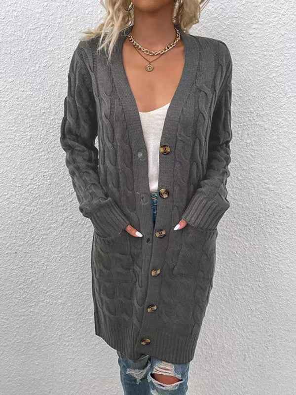 Women's Casual Long Single-Breasted Cardigan Jacket – Effortlessly Chic Outerwear!